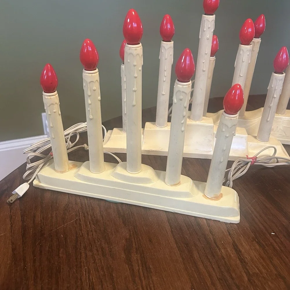 Christmas Candoliers 5-Light Holiday & Single Window Candles Candelabra Lot Of 8